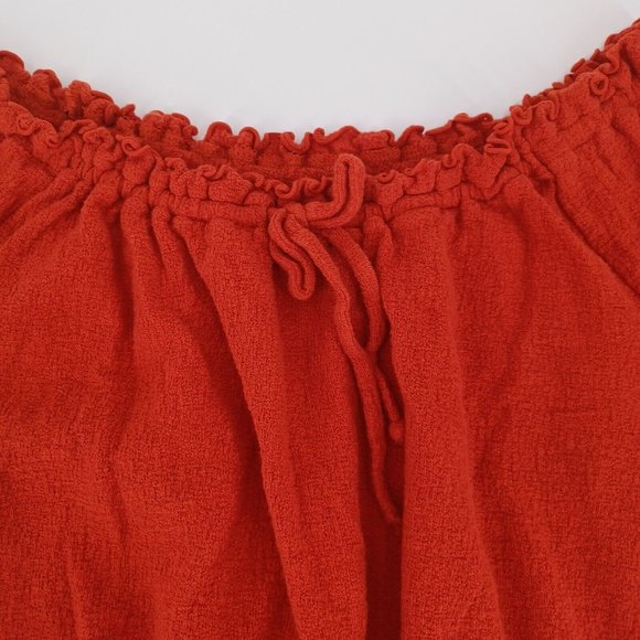 MADEWELL Sz S Frill Smock Textured Drawstring Top Round Neck Cotton Minimalism - Picture 4 of 15